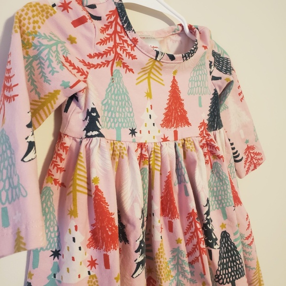Hanna Anderson twinkly trees on blush pink celebration skater dress 6-12 months - Picture 2 of 4